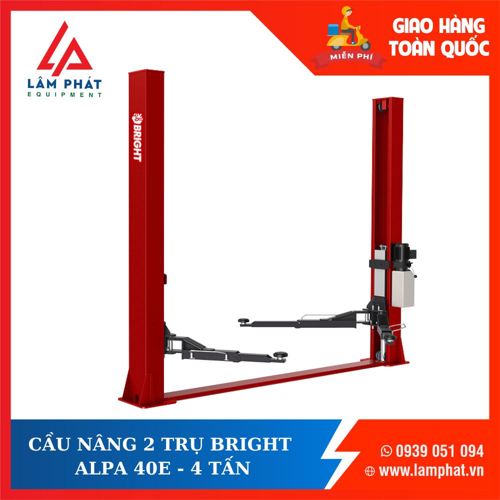 CẦU NÂNG 2 TRỤ GIẰNG DƯỚI BRIGHT ALPA 40E - 4 TẤN,GIẬT 2 BÊN