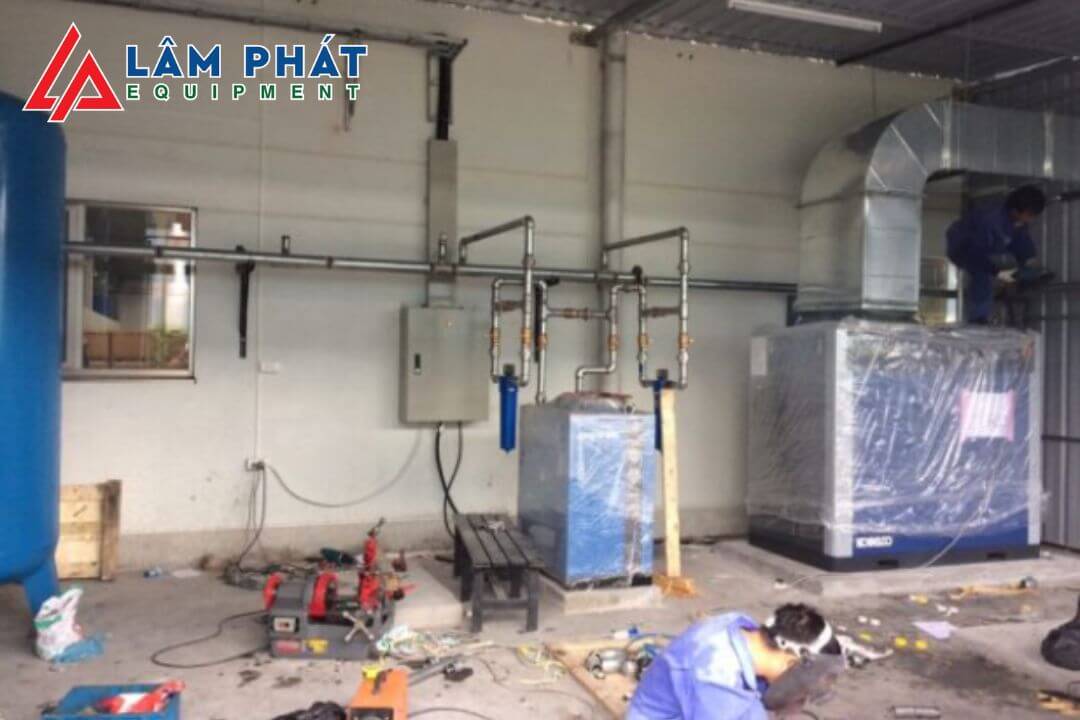 Cách thi công lắp đặt máy nén khí