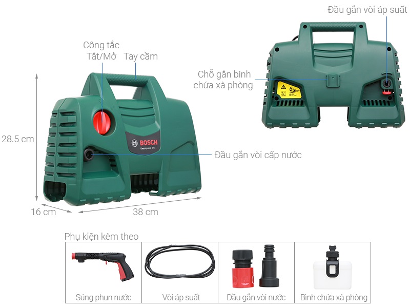 Máy xịt rửa xe áp lực cao Bosch Easy AQT 100 1200W